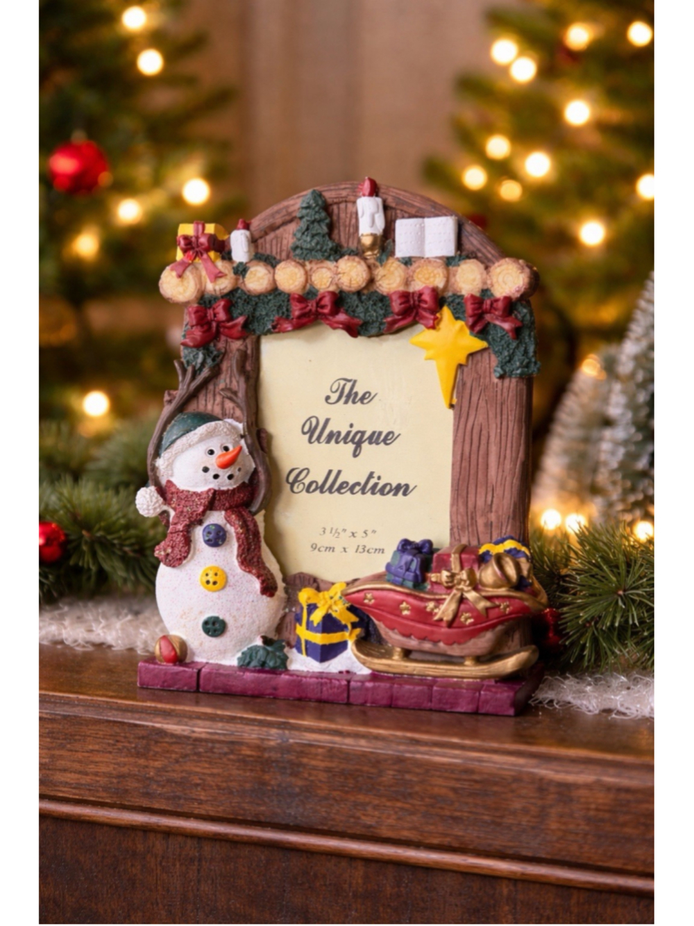 The Unique Collection Christmas Decor Snowman Picture Frame For 3.5x5" Photo